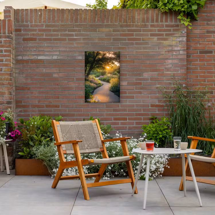 Pad - Bloemen - Park Tuinposter op houten frame 2 cm dik klein -sfeer3