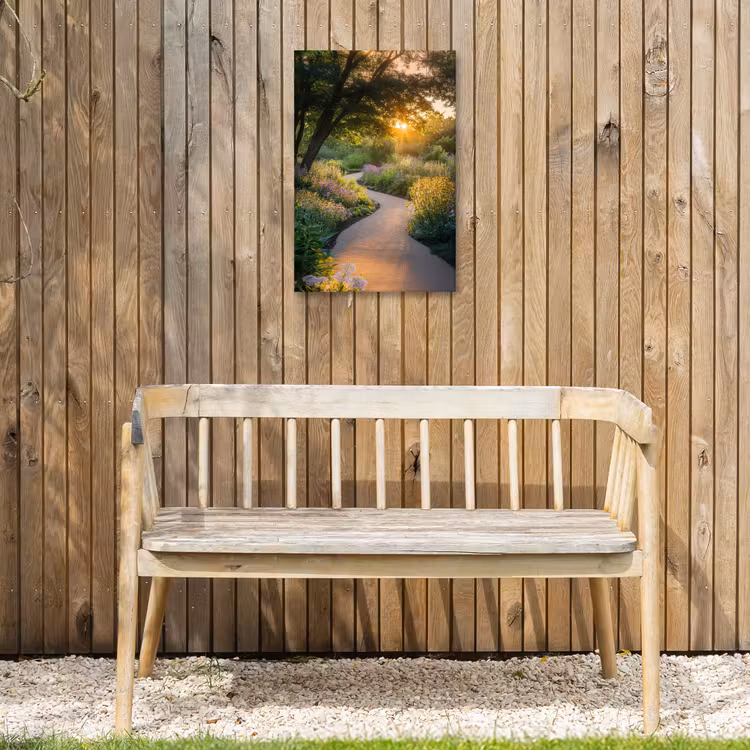 Pad - Bloemen - Park Tuinposter op houten frame 2 cm dik klein -sfeer4