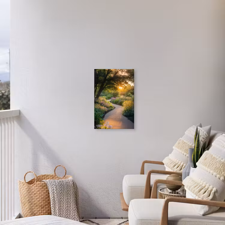 Pad - Bloemen - Park Tuinposter op houten frame 2 cm dik klein -sfeer1