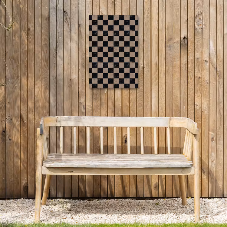 Patroon - Dambord - Marmer Tuinposter op houten frame 2 cm dik klein 841 -sfeer4