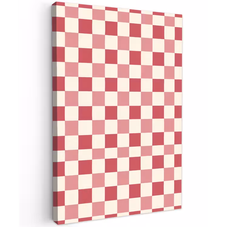 Patroon - Schaak - Roze Tuinposter op houten frame 2 cm dik klein 841 -3d