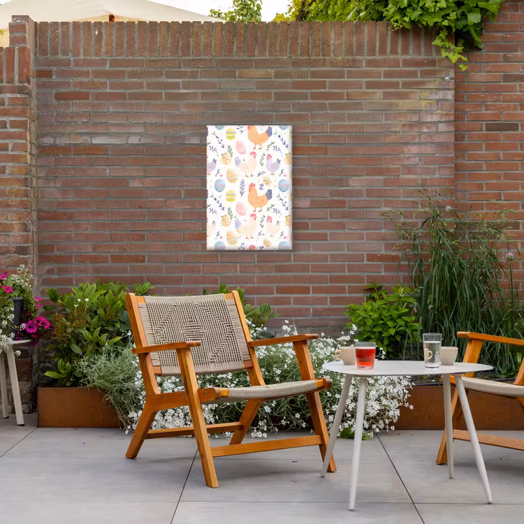Patroon - Kip - Paaseieren Tuinposter op houten frame 2 cm dik klein -sfeer3