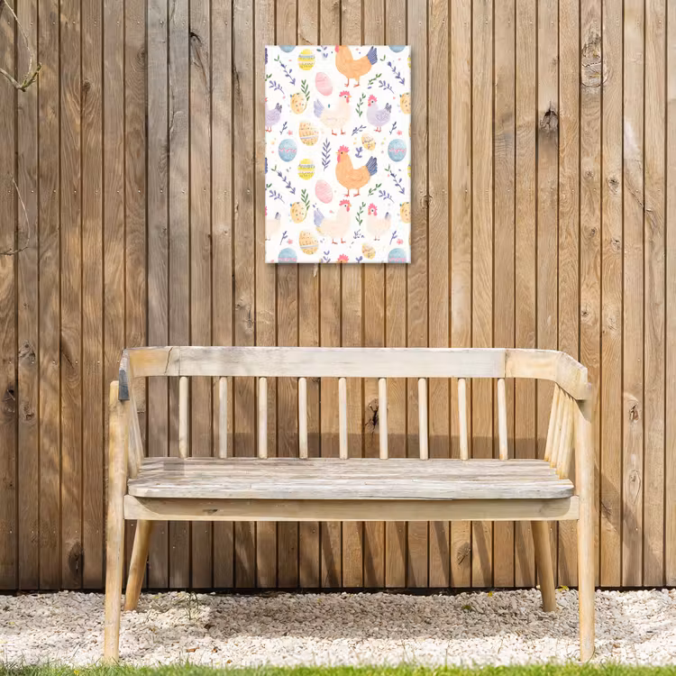 Patroon - Kip - Paaseieren Tuinposter op houten frame 2 cm dik klein -sfeer4