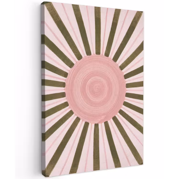 Patroon - Cirkel - Stralen - Abstract - Roze Tuinposter op houten frame 2 cm dik klein -3d