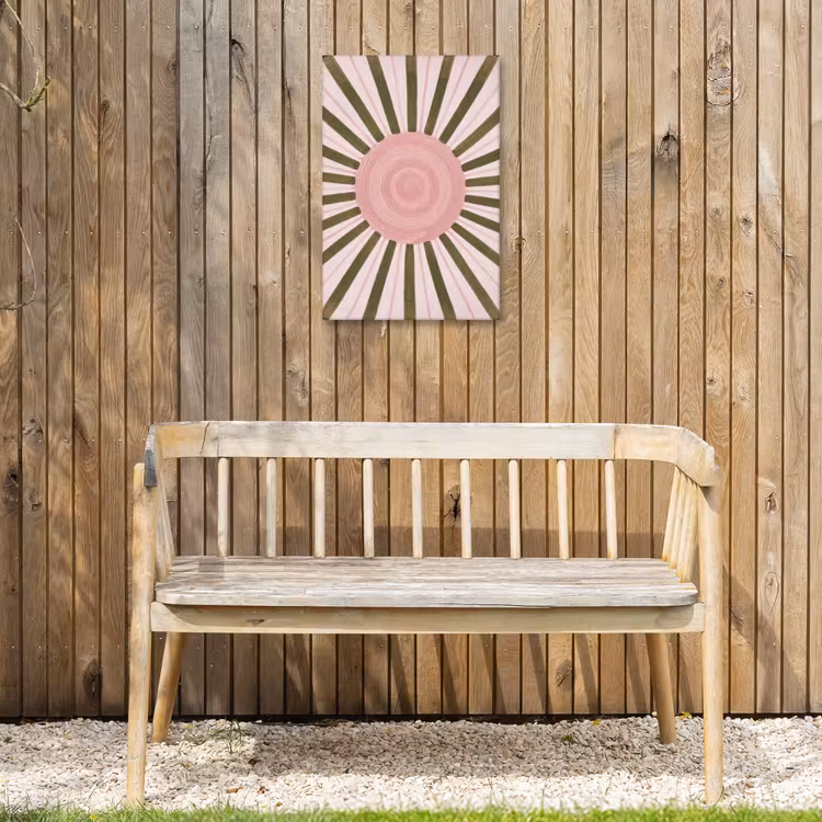 Patroon - Cirkel - Stralen - Abstract - Roze Tuinposter op houten frame 2 cm dik klein -sfeer4
