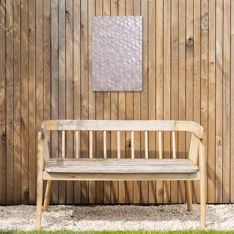 Patroon - Cirkels - Abstract - Modern - Wit Tuinposter op houten frame 2 cm dik klein -sfeer4