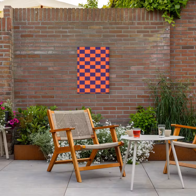 Patroon - Klassiek - Paars Tuinposter op houten frame 2 cm dik klein 841 -sfeer3