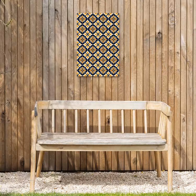 Patroon - Siertegel - Kleurrijk Tuinposter op houten frame 2 cm dik klein 841 -sfeer4