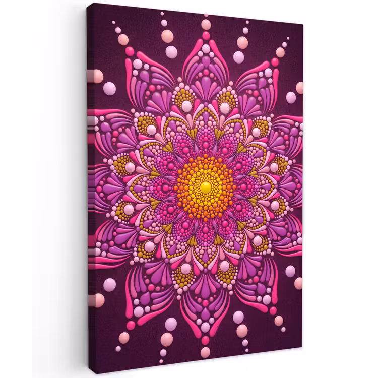 Patroon - Stippen - Abstract - Kleurrijk Tuinposter op houten frame 2 cm dik klein -3d