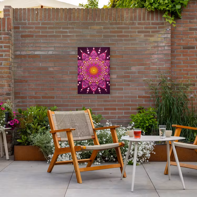 Patroon - Stippen - Abstract - Kleurrijk Tuinposter op houten frame 2 cm dik klein -sfeer3