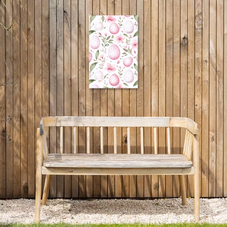 Patroon - Eieren - Roze - Pasen Tuinposter op houten frame 2 cm dik klein -sfeer4