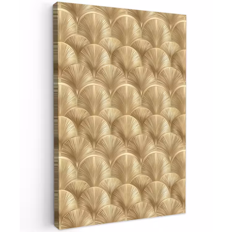 Patroon - Waaier - Goud Tuinposter op houten frame 2 cm dik klein 841 -3d