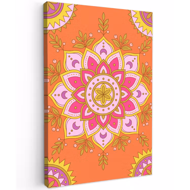Patroon - Bloemmotief - Decoratie - Abstract - Roze Tuinposter op houten frame 2 cm dik klein -3d