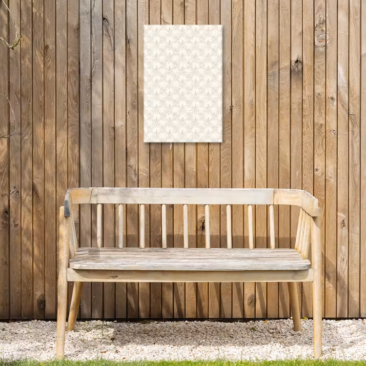Patroon - Bloemen - Beige Tuinposter op houten frame 2 cm dik klein 841 -sfeer4
