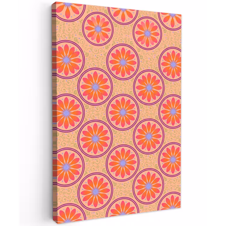 Patroon - Bloemen - Decoratief - Kleurrijk - Modern Tuinposter op houten frame 2 cm dik klein -3d