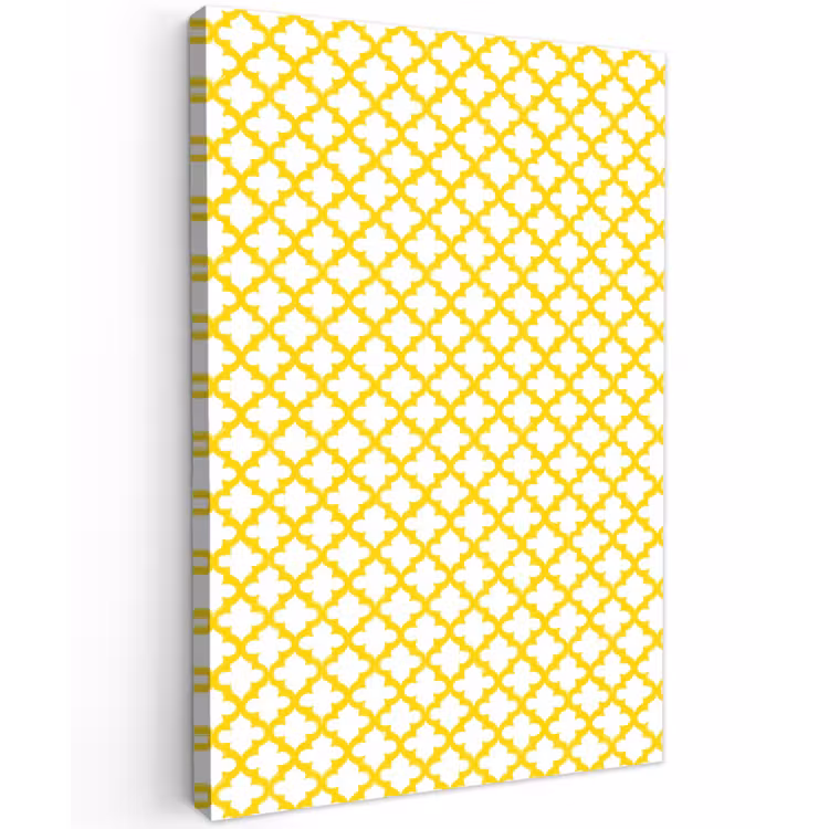 Patroon - Geometrisch - Klassiek - Geel Tuinposter op houten frame 2 cm dik klein 841 -3d
