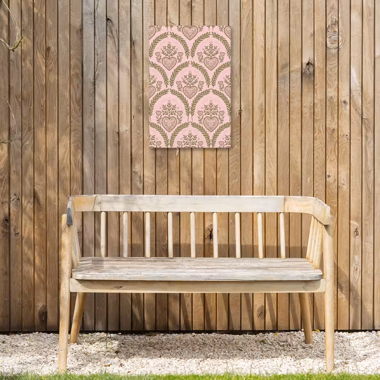 Patroon - Hart - Bloemen - Folkloristisch - Roze Tuinposter op houten frame 2 cm dik klein -sfeer4