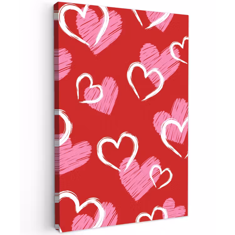 Patroon - Hartjes - Roze - Valentijn Tuinposter op houten frame 2 cm dik klein -3d