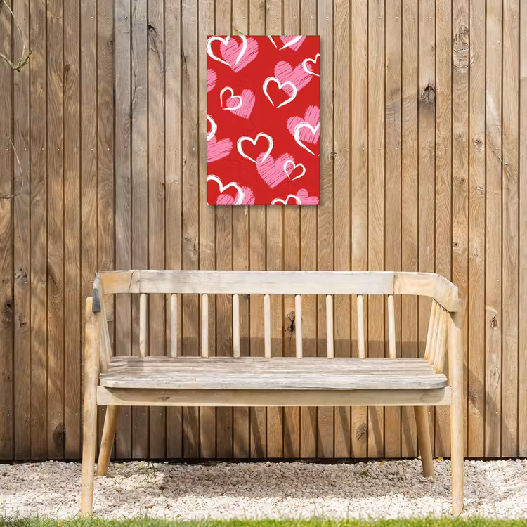Patroon - Hartjes - Roze - Valentijn Tuinposter op houten frame 2 cm dik klein -sfeer4