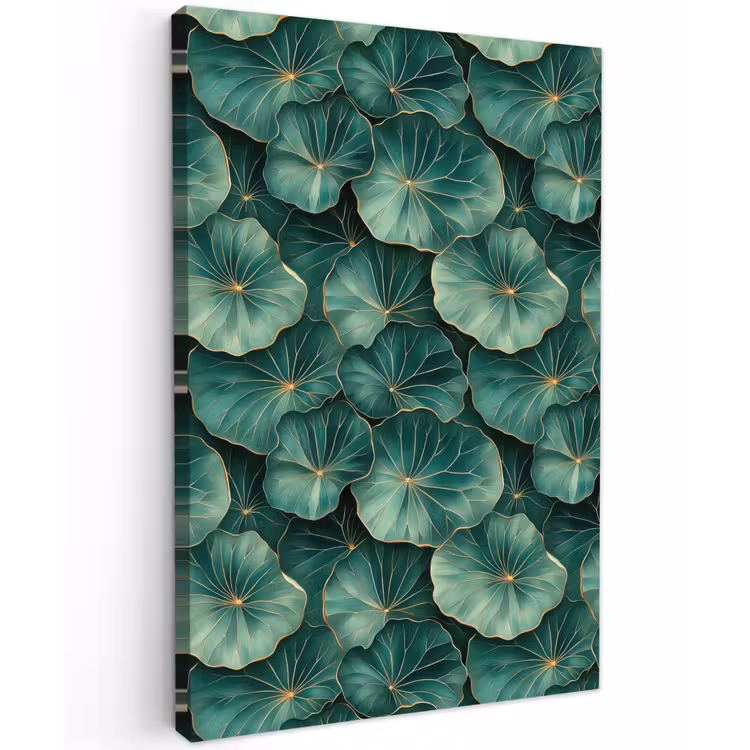 Patroon - Bladeren - Groen Tuinposter op houten frame 2 cm dik klein 841 -3d