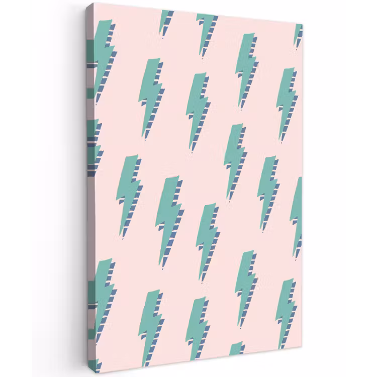 Patroon - Bliksem - Roze - Groen Tuinposter op houten frame 2 cm dik klein 841 -3d