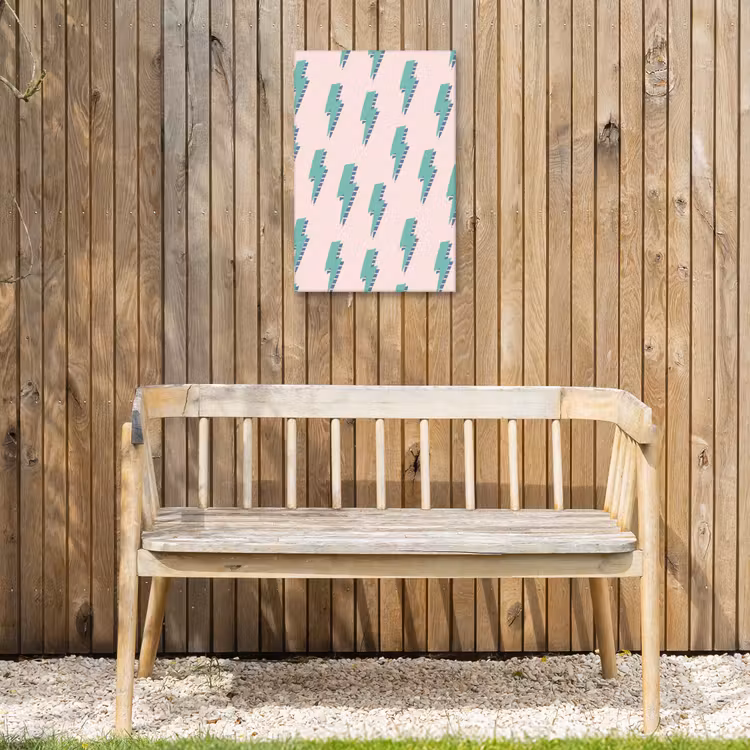 Patroon - Bliksem - Roze - Groen Tuinposter op houten frame 2 cm dik klein 841 -sfeer4