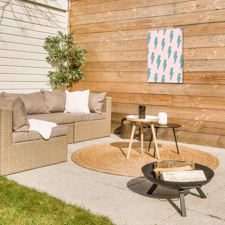 Patroon - Bliksem - Roze - Groen Tuinposter op houten frame 2 cm dik klein 841 -sfeer2