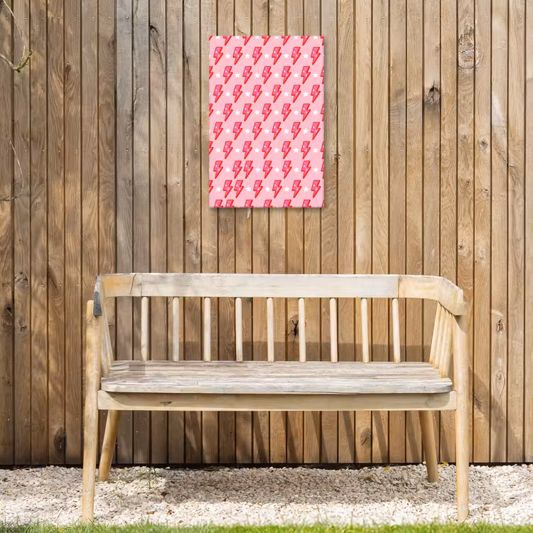 Patroon - Bliksem - Ster - Glitter - Roze Tuinposter op houten frame 2 cm dik klein -sfeer4