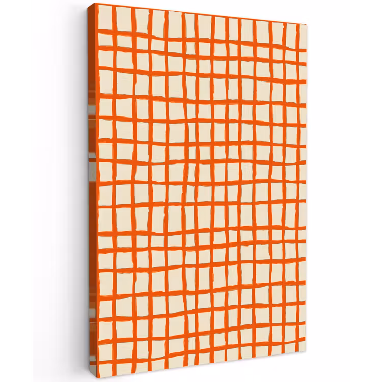 Patroon - Lijnen - Oranje Tuinposter op houten frame 2 cm dik klein 841 -3d