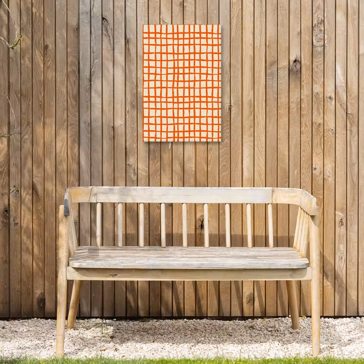 Patroon - Lijnen - Oranje Tuinposter op houten frame 2 cm dik klein 841 -sfeer4