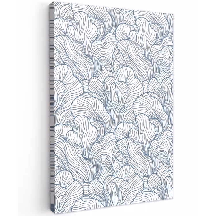 Patroon - Lijnen - Organisch - Abstract - Blauw Tuinposter op houten frame 2 cm dik klein -3d