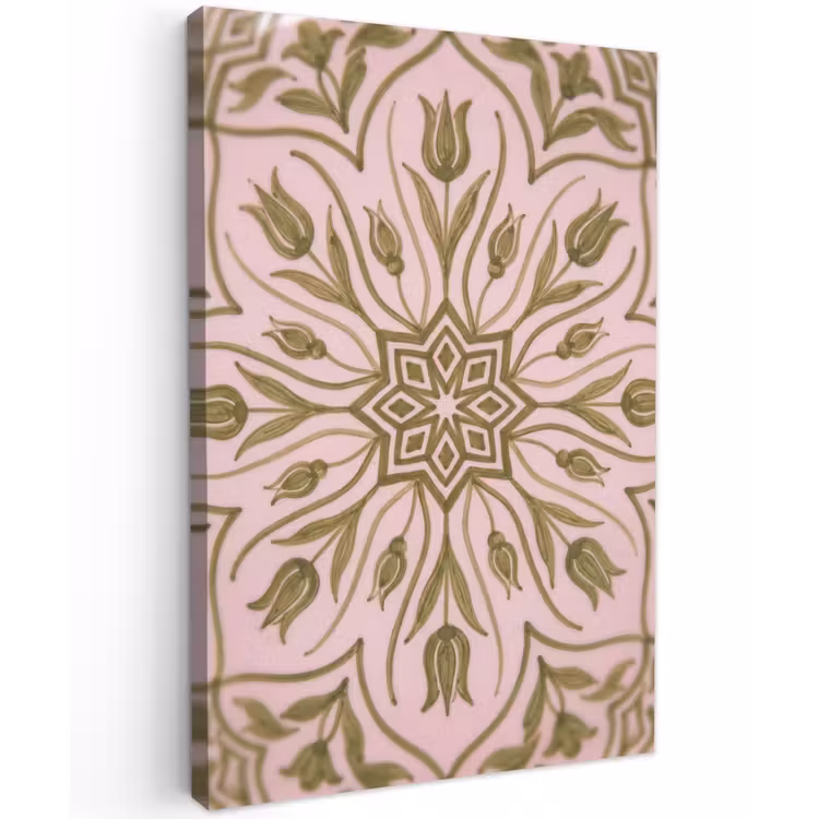 Patroon - Mandala - Decoratie - Abstract - Groen Tuinposter op houten frame 2 cm dik klein -3d