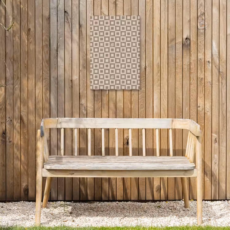Patroon - Marmer - Beige Tuinposter op houten frame 2 cm dik klein 841 -sfeer4