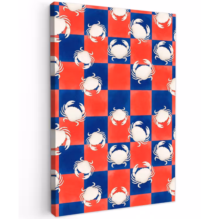 Patroon - Zeeleven - Rood - Blauw - Abstract Tuinposter op houten frame 2 cm dik klein -3d