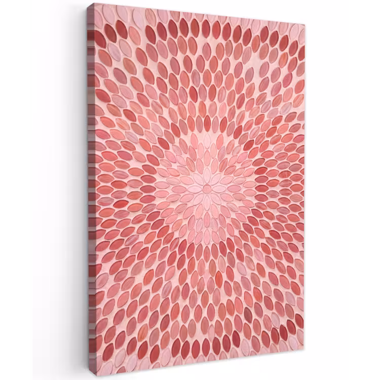 Patroon - Mozaïek - Ovaal - Abstract - Roze Tuinposter op houten frame 2 cm dik klein -3d