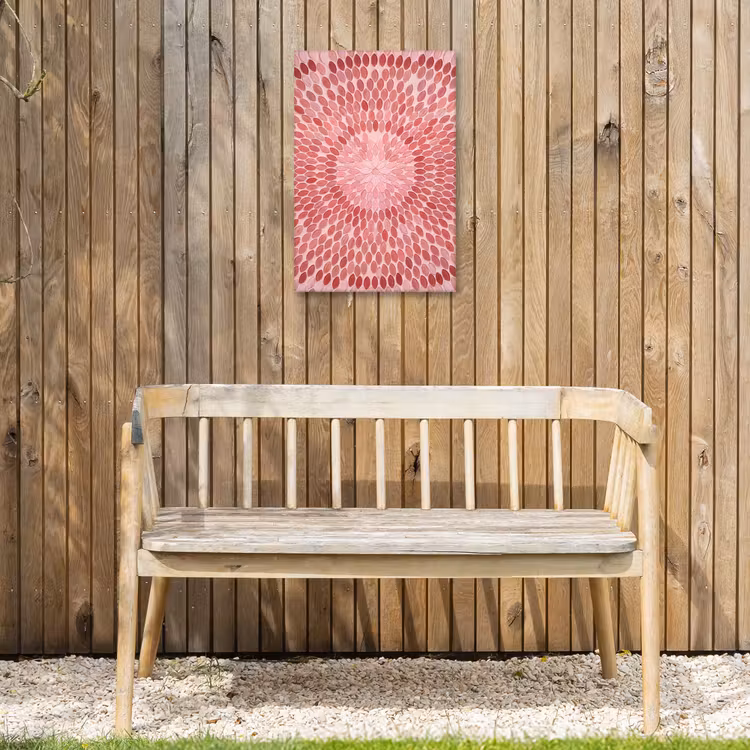 Patroon - Mozaïek - Ovaal - Abstract - Roze Tuinposter op houten frame 2 cm dik klein -sfeer4