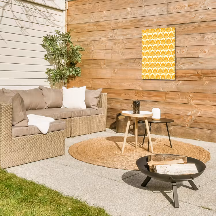 Patroon - Motief - Geel Tuinposter op houten frame 2 cm dik klein 841 -sfeer2