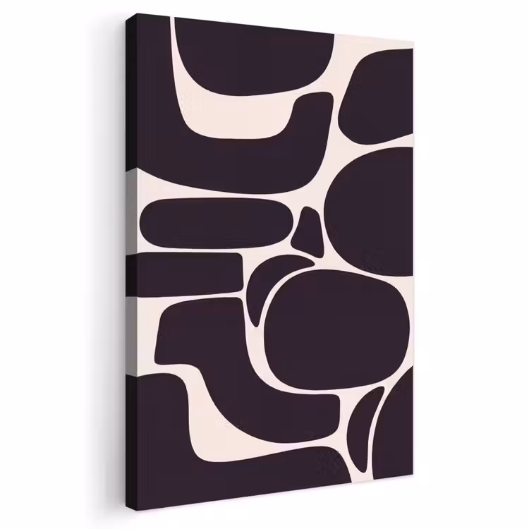 Outdoor Canvas Print - Pattern - Organic - Black - Patroon - Organisch - Zwart Tuinposter op houten frame 2 cm dik klein