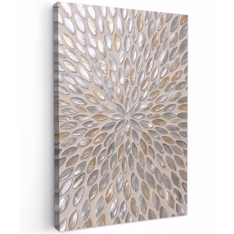 Patroon - Ovaal - Glanzend - Abstract - Beige Tuinposter op houten frame 2 cm dik klein -3d