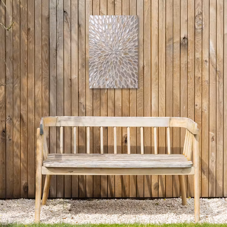 Patroon - Ovaal - Glanzend - Abstract - Beige Tuinposter op houten frame 2 cm dik klein -sfeer4