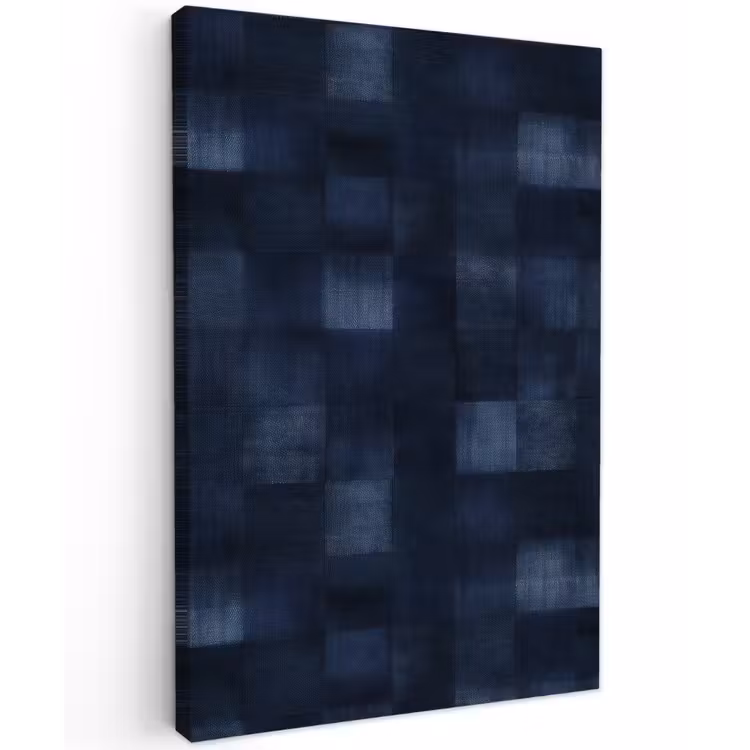 Patroon - Ruit - Marineblauw Tuinposter op houten frame 2 cm dik klein 841 -3d