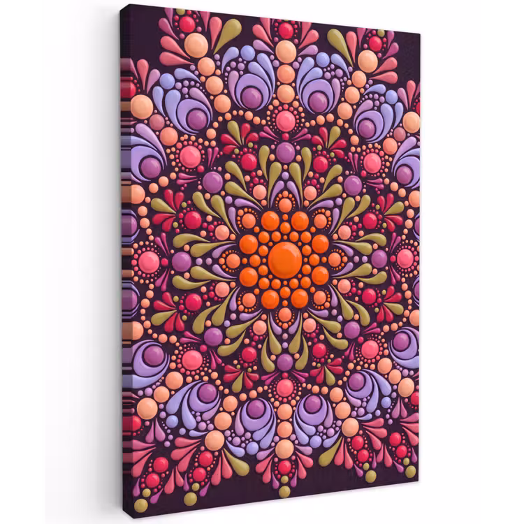 Patroon - Stippen - Abstract - Modern - Kleurrijk Tuinposter op houten frame 2 cm dik klein -3d
