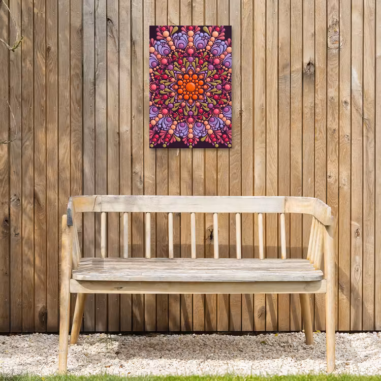 Patroon - Stippen - Abstract - Modern - Kleurrijk Tuinposter op houten frame 2 cm dik klein -sfeer4