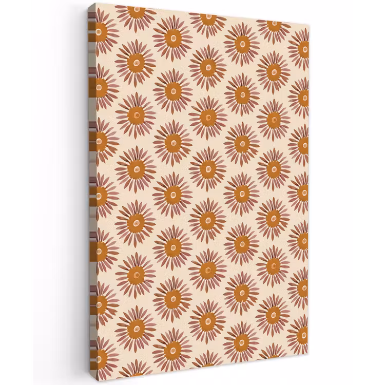 Patroon - Retro - Bruin Tuinposter op houten frame 2 cm dik klein 841 -3d