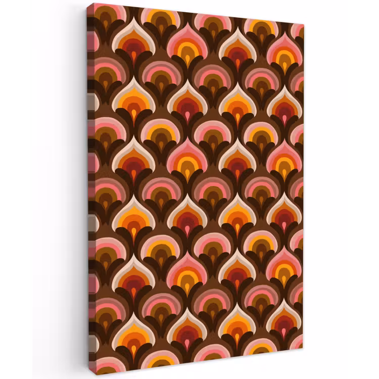 Patroon - Retro - Kleurrijk Tuinposter op houten frame 2 cm dik klein 841 -3d
