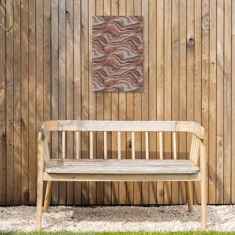 Patroon - Zandsteen - Travertijn Tuinposter op houten frame 2 cm dik klein 841 -sfeer4