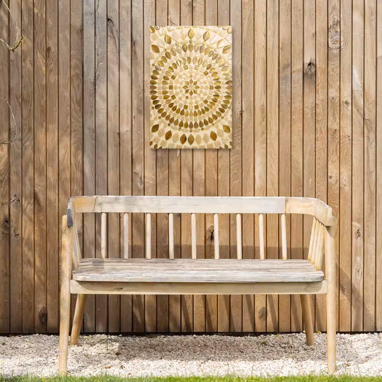 Patroon - Vormen - Mozaïek - Abstract - Goud Tuinposter op houten frame 2 cm dik klein -sfeer4