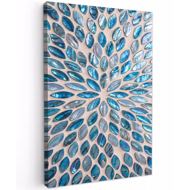 Patroon - Glans - Abstract - Blauw - Decoratie Tuinposter op houten frame 2 cm dik klein -3d
