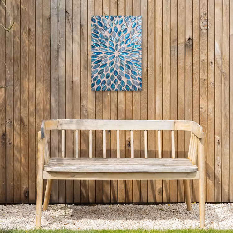 Patroon - Glans - Abstract - Blauw - Decoratie Tuinposter op houten frame 2 cm dik klein -sfeer4