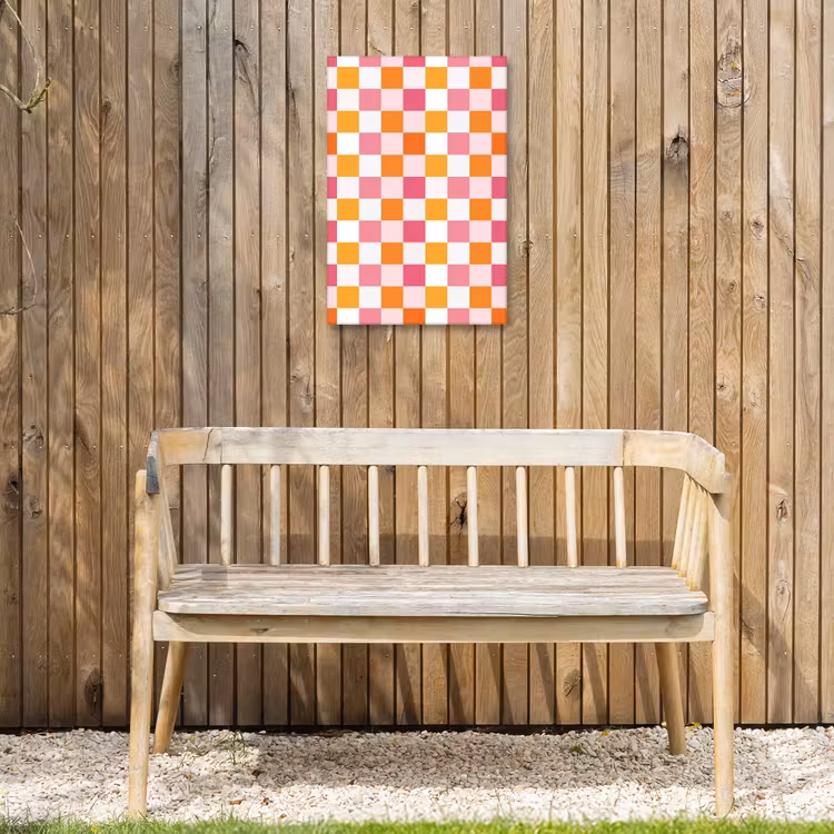 Patroon - Vierkant - Roze Tuinposter op houten frame 2 cm dik klein 841 -sfeer4